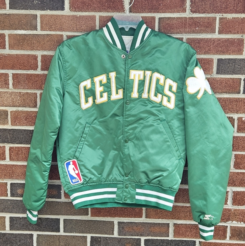 1990s Vintage Starters Celtics Satin Bomber Jacket